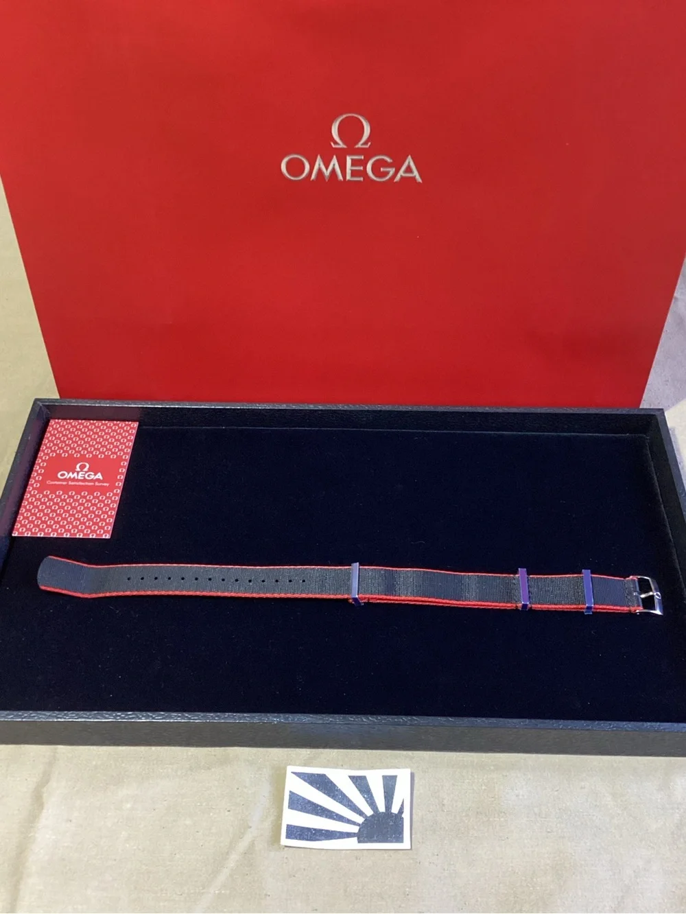 Omega Nylon Strap Polyamide, Black Red Bordered Ref. 031ZSZ002041 20mm